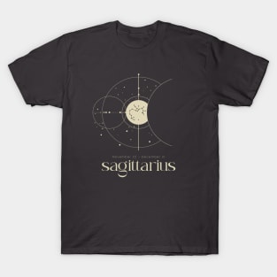 Sagittarius Zodiac Sign Minimalist Aesthetic Design T-Shirt